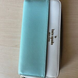 Kate Spade Staci Colorblock Saffiano Large Continental Wallet Clutch Mint Green